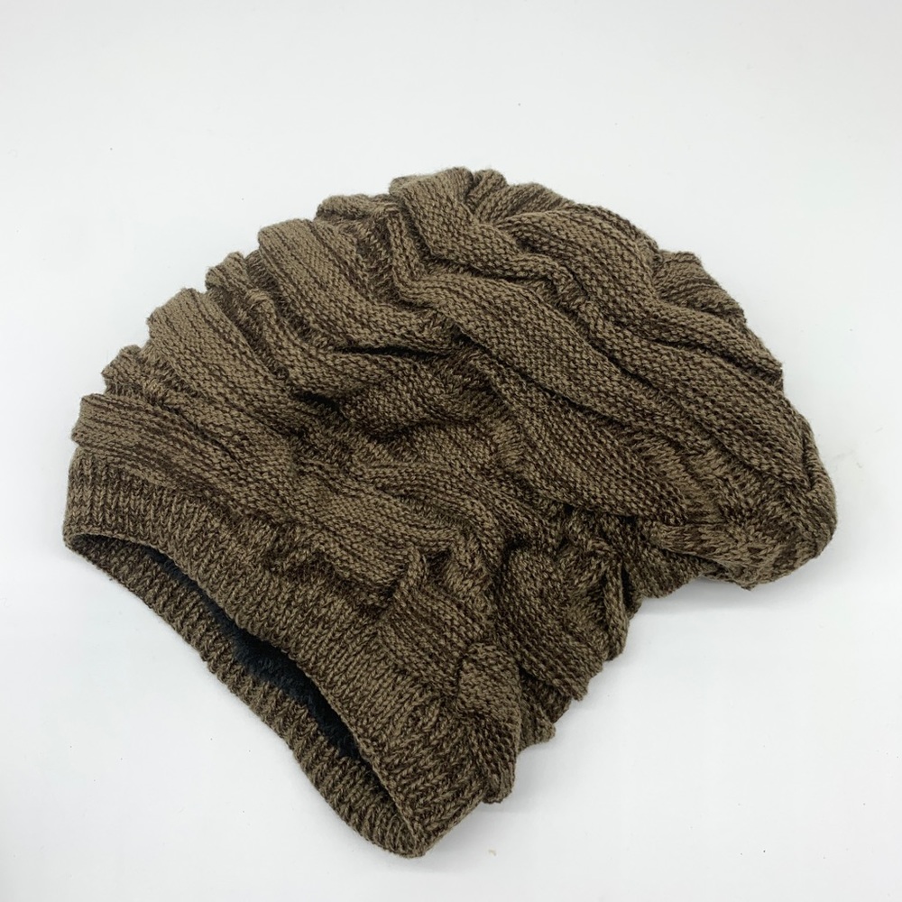 Lined Knit Beanie Brown - Picture 3 of 5